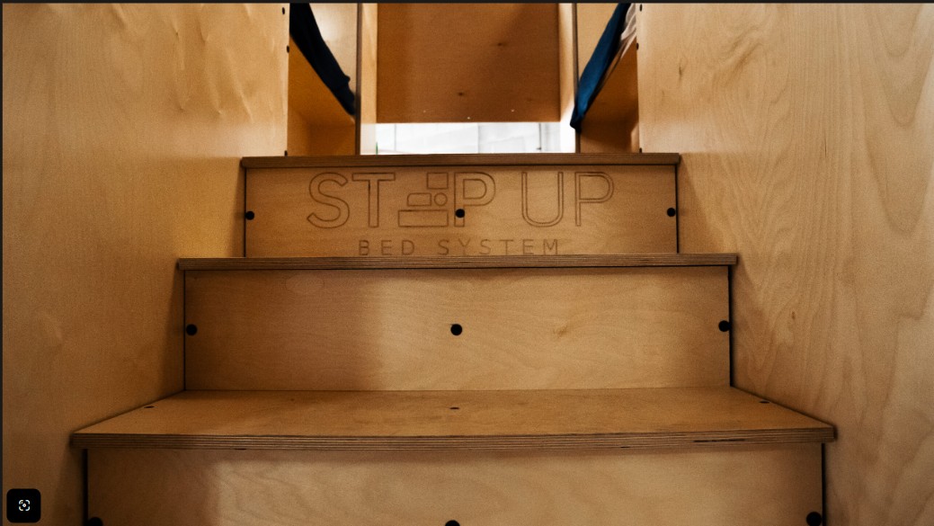 StepUp beds installed at the egm CitiGate shelter, made up for a dignified night's sleep